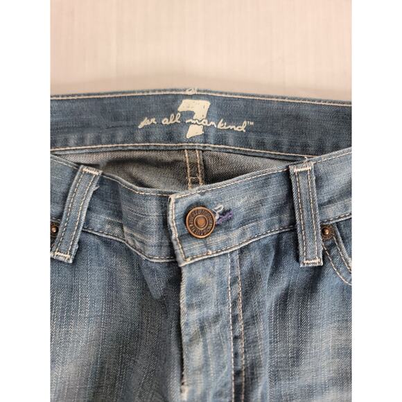 7 Seven For All Mankind Dojo Flare Jeans 32 X 30 White Embroidery Y2K 90s USA - Picture 5 of 15